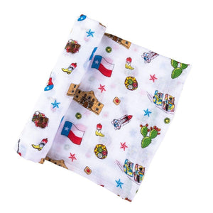 Gift Set: Texas Baby Unisex Muslin Swaddle Blanket and Burp Cloth/Bib Combo - Little Hometown