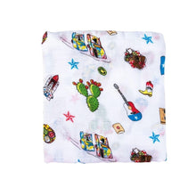 Load image into Gallery viewer, Gift Set: Texas Baby Unisex Muslin Swaddle Blanket and Burp Cloth/Bib Combo - Little Hometown
