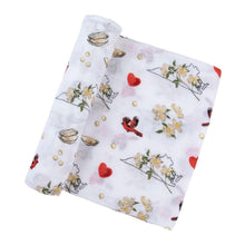 Load image into Gallery viewer, Gift Set: Virginia Baby Muslin Swaddle Blanket and Burp Cloth/Bib Combo (Floral) - Little Hometown
