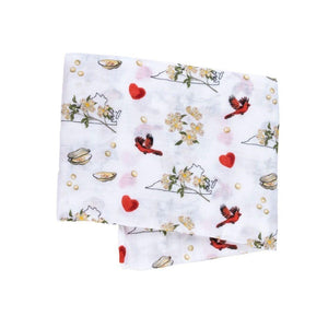 Gift Set: Virginia Baby Muslin Swaddle Blanket and Burp Cloth/Bib Combo (Floral) - Little Hometown