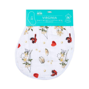 Gift Set: Virginia Baby Muslin Swaddle Blanket and Burp Cloth/Bib Combo (Floral) - Little Hometown