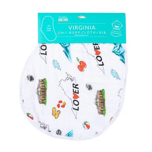 Gift Set: Virginia Baby Muslin Swaddle Blanket and Burp Cloth/Bib Combo - Little Hometown