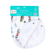 Load image into Gallery viewer, Gift Set: Virginia Baby Muslin Swaddle Blanket and Burp Cloth/Bib Combo - Little Hometown
