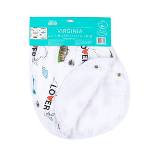 Gift Set: Virginia Baby Muslin Swaddle Blanket and Burp Cloth/Bib Combo - Little Hometown