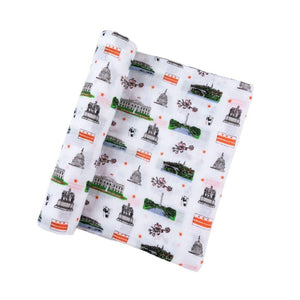 Gift Set: Washington D.C. Baby Muslin Swaddle Blanket and Burp Cloth/Bib Combo - Little Hometown