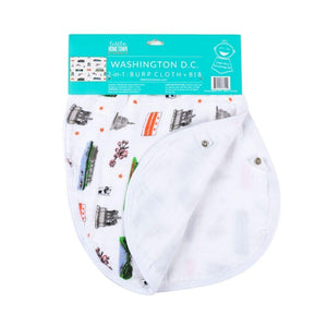 Gift Set: Washington D.C. Baby Muslin Swaddle Blanket and Burp Cloth/Bib Combo - Little Hometown