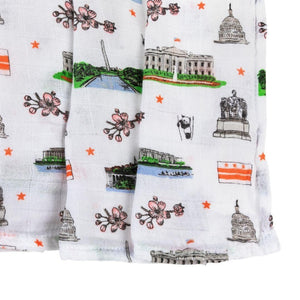 Gift Set: Washington D.C. Baby Muslin Swaddle Blanket and Burp Cloth/Bib Combo - Little Hometown