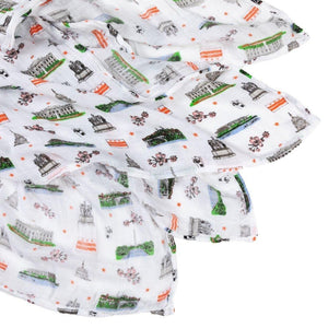 Gift Set: Washington D.C. Baby Muslin Swaddle Blanket and Burp Cloth/Bib Combo - Little Hometown