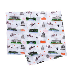 Gift Set: Washington D.C. Baby Muslin Swaddle Blanket and Burp Cloth/Bib Combo - Little Hometown