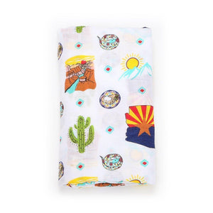 GiftSet: Arizona Baby Muslin Swaddle Blanket and Burp Cloth/Bib Combo - Little Hometown