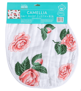 GiftSet: Camelia Baby Muslin Swaddle Blanket and Burp Cloth/Bib Combo - Little Hometown
