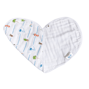 South Carolina-themed baby gift set with muslin swaddle blanket and burp cloth, featuring state icons and landmarks.
