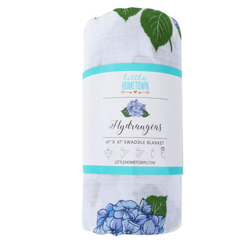 Hydrangeas Baby Muslin Swaddle Receiving Blanket - Little Hometown