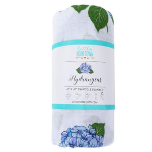 Hydrangeas Baby Muslin Swaddle Receiving Blanket - Little Hometown