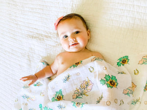 Kentucky Baby (Floral) Muslin Swaddle Receiving Blanket - Little Hometown