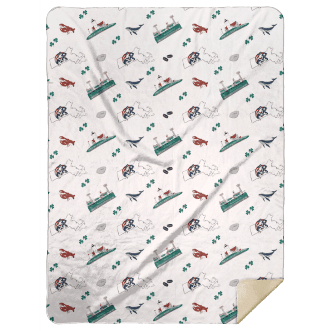 Massachusetts Plush Throw Blanket 60x80 - Little Hometown