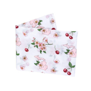 Michigan Baby Muslin Swaddle Receiving Blanket (Floral) - Little Hometown