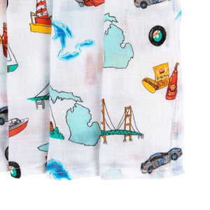 Michigan Baby Muslin Swaddle Receiving Blanket - Little Hometown