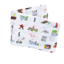 Load image into Gallery viewer, Muslin Swaddle Baby Blanket: Austin - Little Hometown
