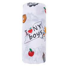 Load image into Gallery viewer, New York Baby Boy Muslin Swaddle Receiving Blanket - Little Hometown
