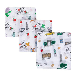 New York Baby Boy Muslin Swaddle Receiving Blanket - Little Hometown