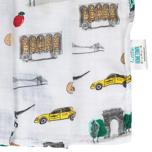 New York City Baby Muslin Swaddle Receiving Blanket - Little Hometown