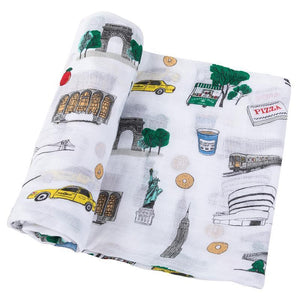 New York City Baby Muslin Swaddle Receiving Blanket - Little Hometown