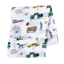 Load image into Gallery viewer, New York City Baby Muslin Swaddle Receiving Blanket - Little Hometown
