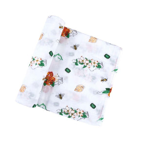 North Carolina Baby Muslin Swaddle Receiving Blanket (floral) - Little Hometown