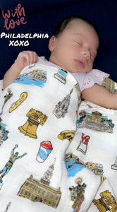 Philadelphia Baby Muslin Swaddle Receiving Blanket - Little Hometown