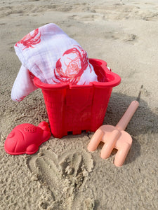 Pink Crab Baby Muslin Swaddle Receiving Blanket - Little Hometown