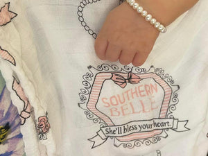 Southern Belle Baby Muslin Swaddle Receiving Blanket - Little Hometown