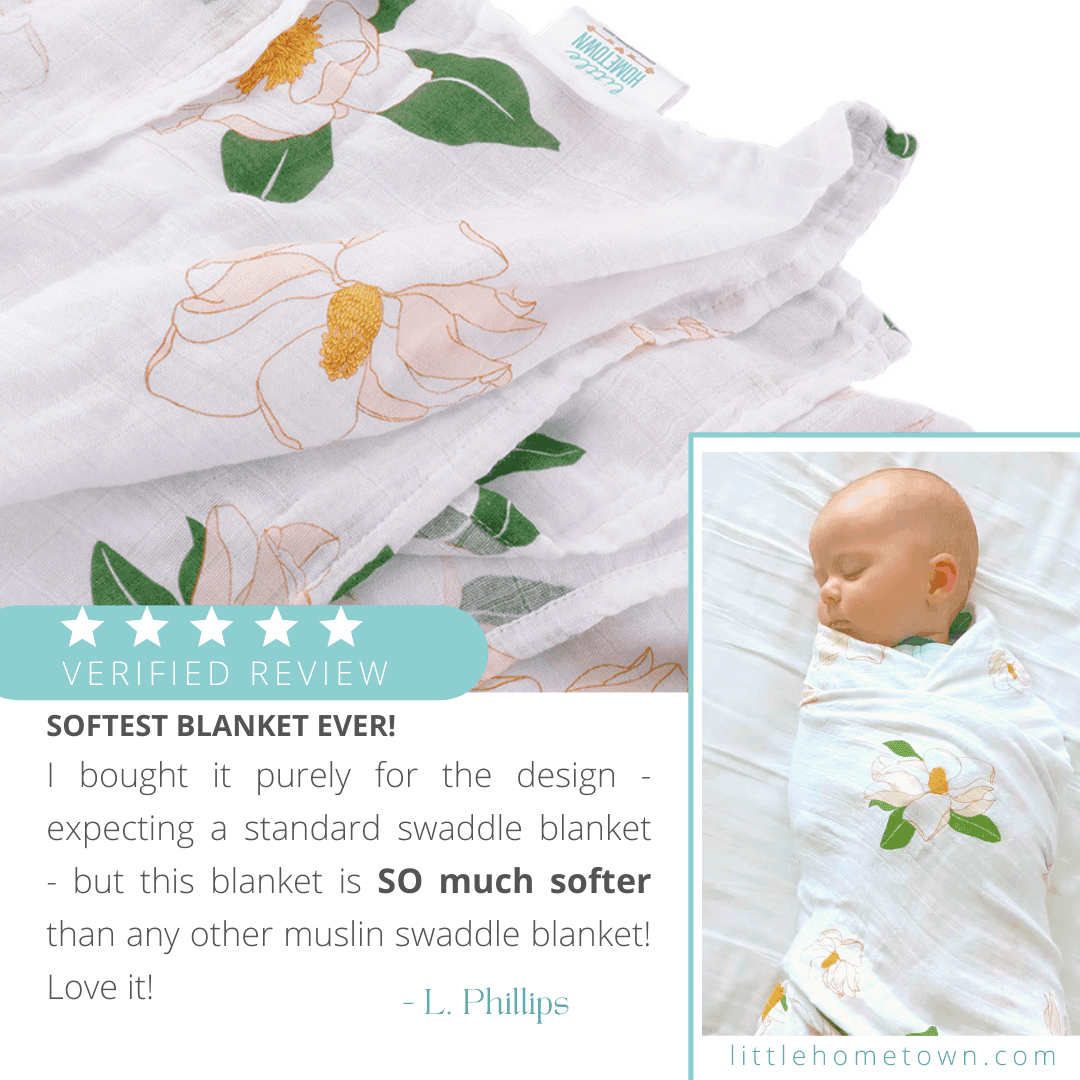 Southern Magnolia Baby Muslin Swaddle Receiving Blanket Little Hometown