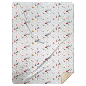 Tennessee-themed blue plush throw blanket with state symbols, 60x80 inches, by Little Hometown.