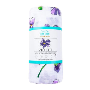 Violet Baby Muslin Swaddle Receiving Blanket - Little Hometown